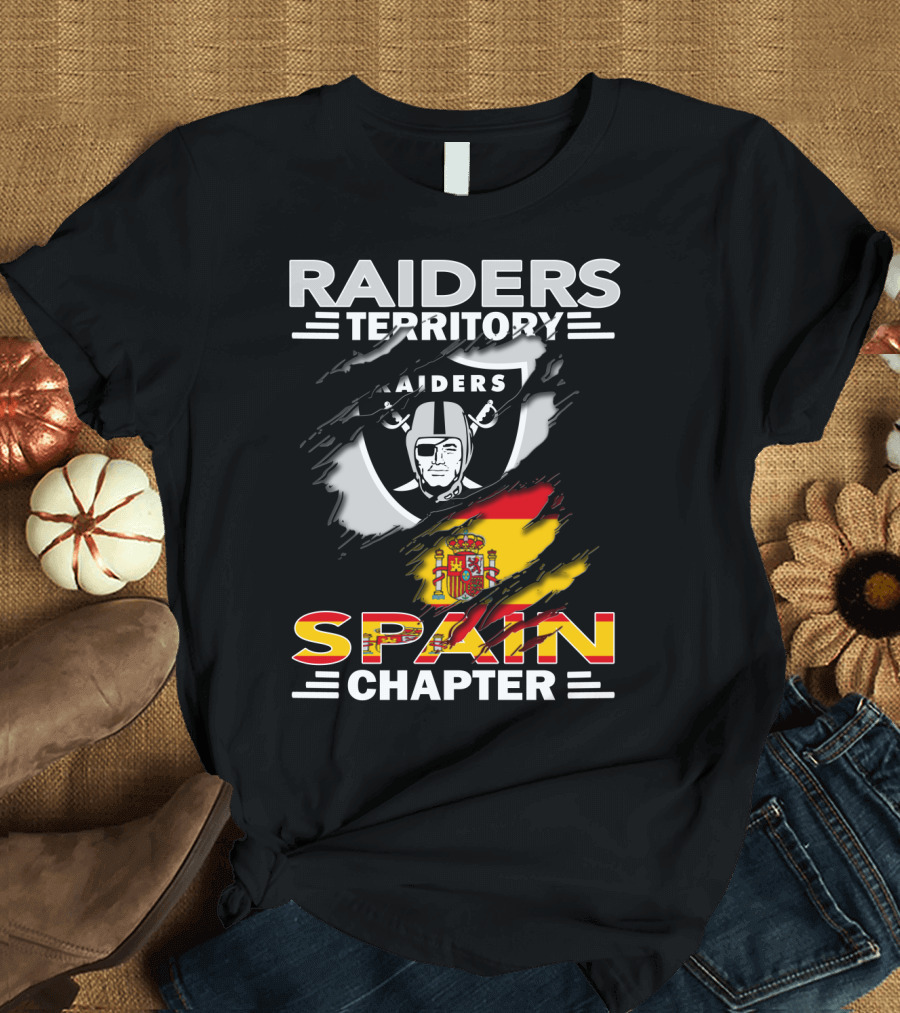 RAIDERS TERRITORY SPAIN CHAPTER FLAG AND SHIELD T-Shirt
