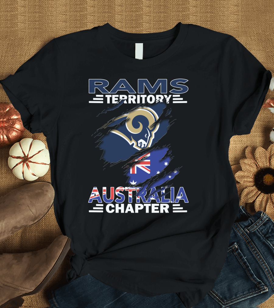 Rams Territory Australia Chapter with Rams Logo and Australian Flag T-Shirt