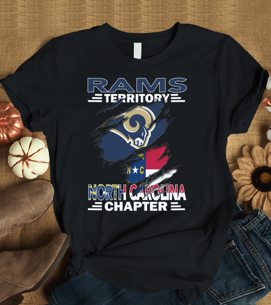 Rams Territory North Carolina Chapter Logo with Torn Flag T-Shirt