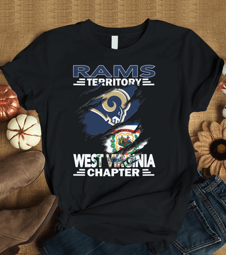Rams Territory West Virginia Chapter NFL Logo State Flag Fusion T-Shirt