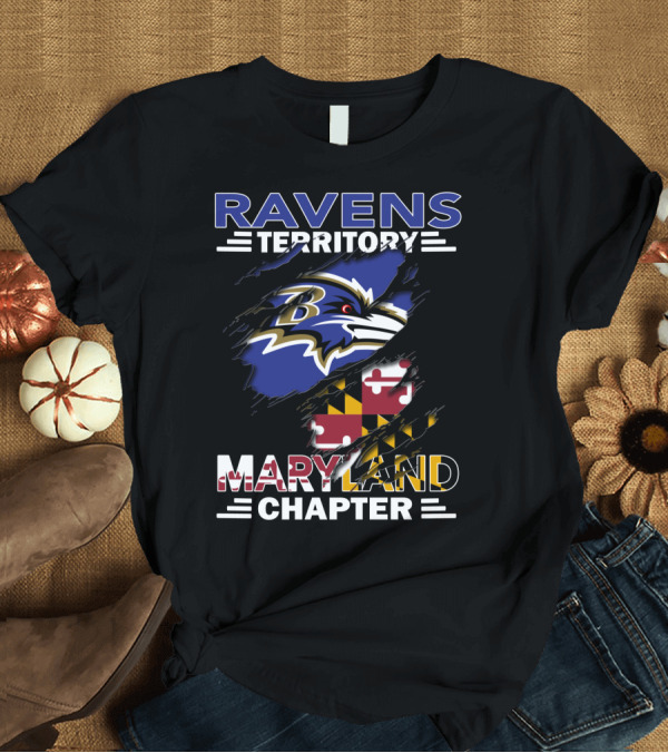 T-Shirt: Ravens Territory Maryland Chapter Baltimore Football Flag Emblem T-Shirt Ravens Territory Maryland Chapter Baltimore Football Flag Emblem T-Shirt