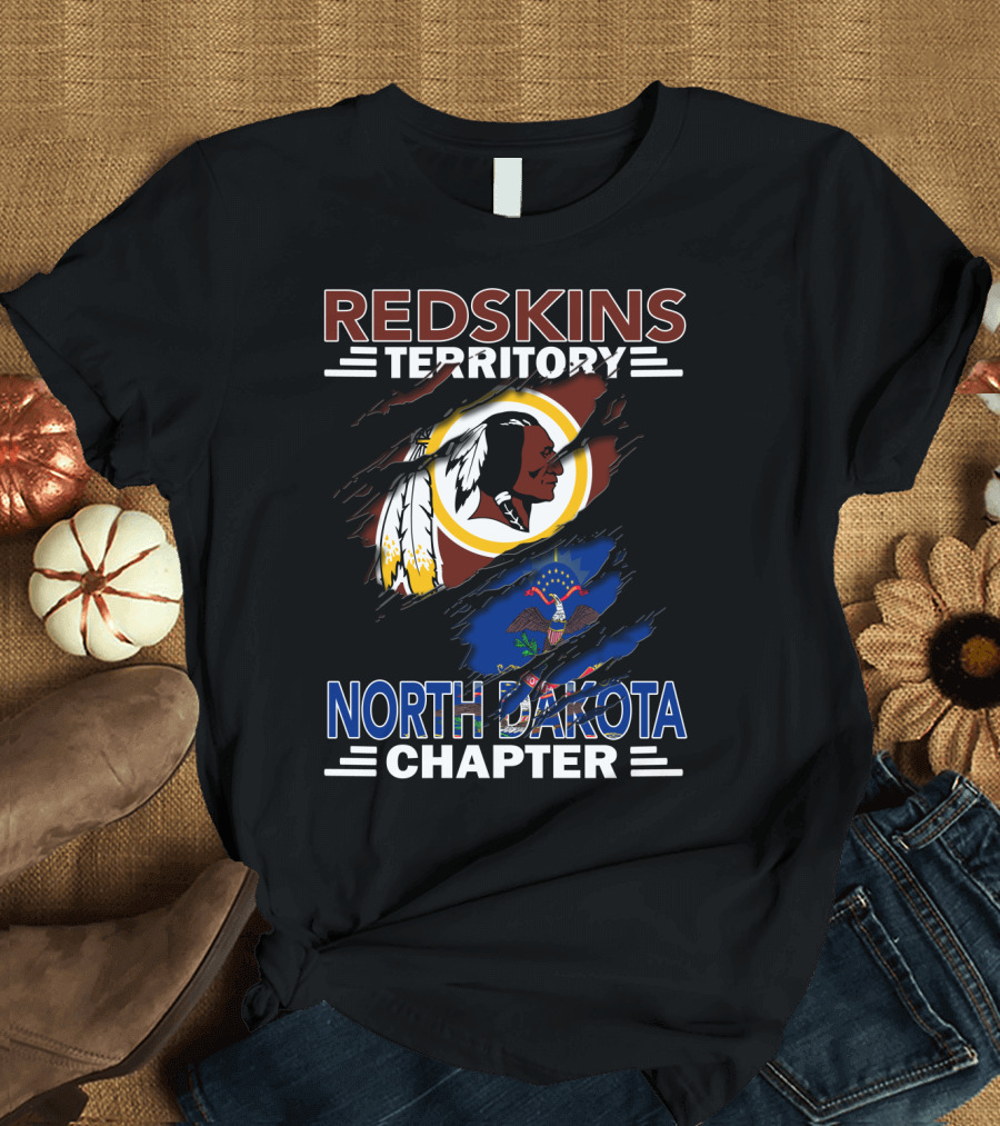 Redskins Territory North Dakota Chapter Washington Redskins Logo And North Dakota State Flag T-Shirt