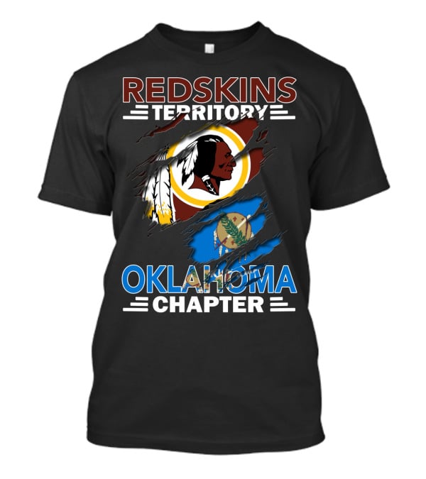Redskins Territory Oklahoma Chapter Logo With Washington Redskins And Oklahoma Flag Elements T-Shirt