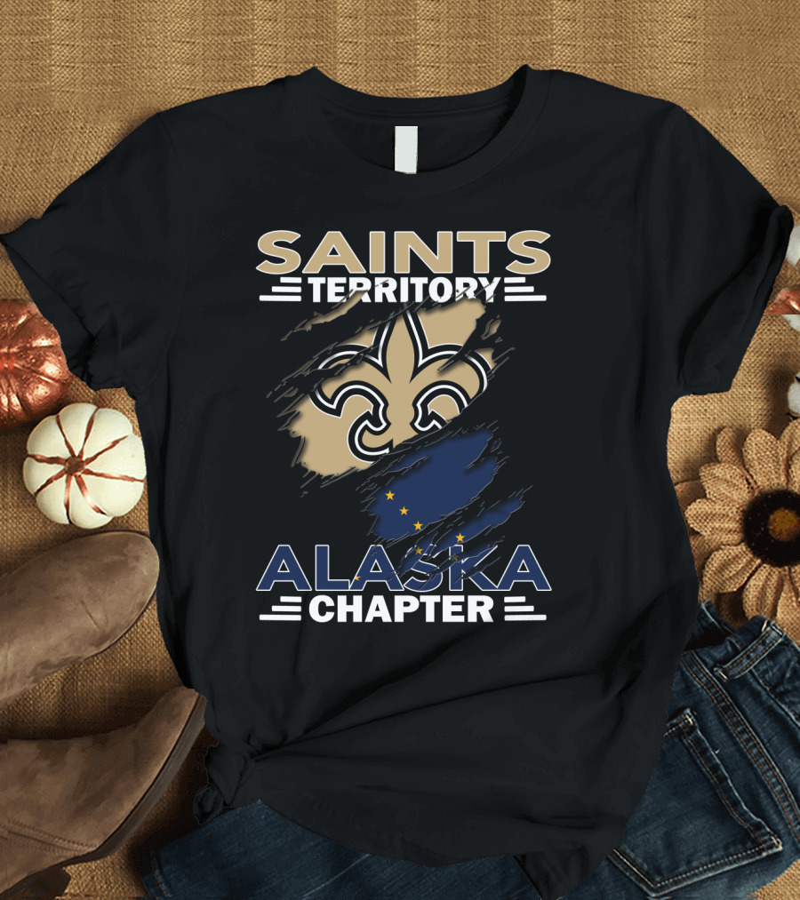 Saints Territory Alaska Chapter Fleur-de-Lis and Alaska Flag T-Shirt