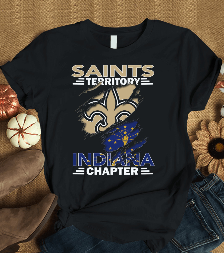 Saints Territory Indiana Chapter Fleur-de-Lis and Indiana Flag Collaboration T-Shirt
