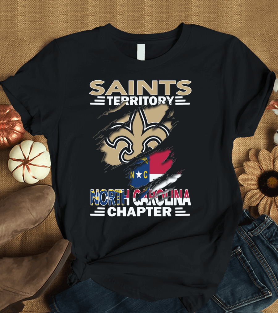 SAINTS TERRITORY NORTH CAROLINA CHAPTER NC FLAG FLEUR DE LIS T-Shirt