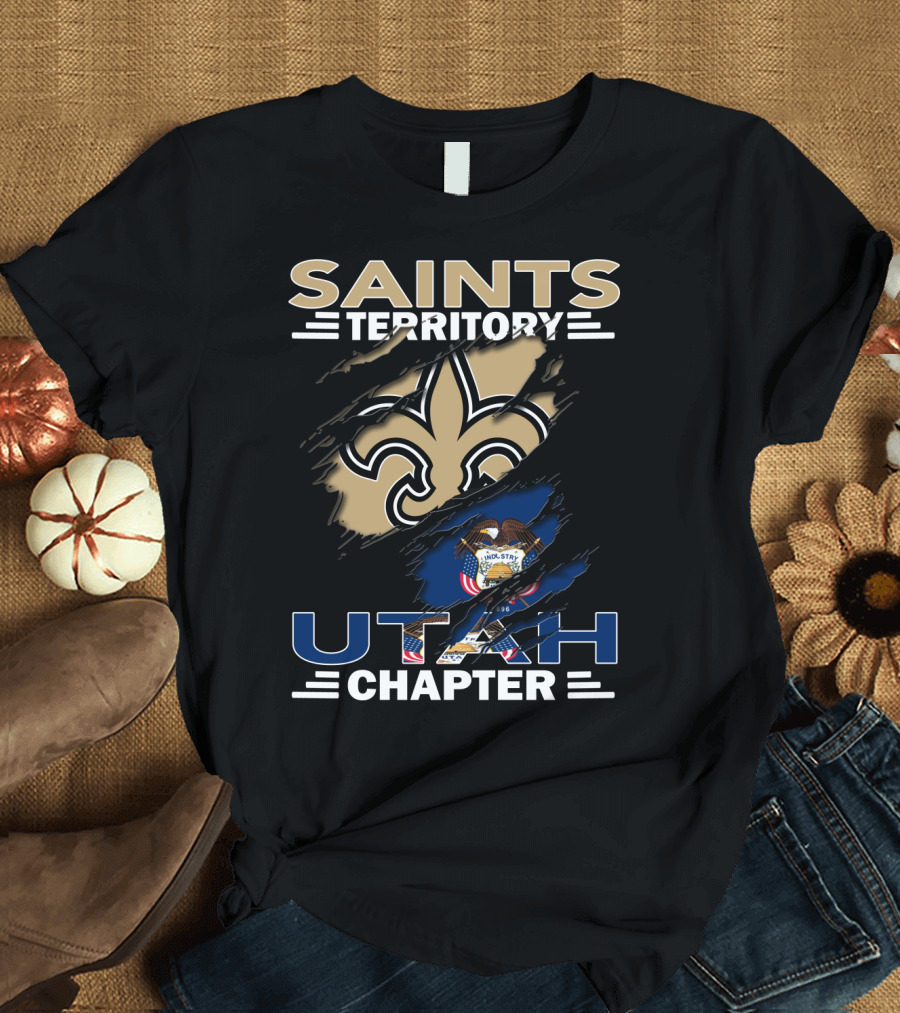 Saints Territory Utah Chapter Fleur-de-Lis and State Flag T-Shirt