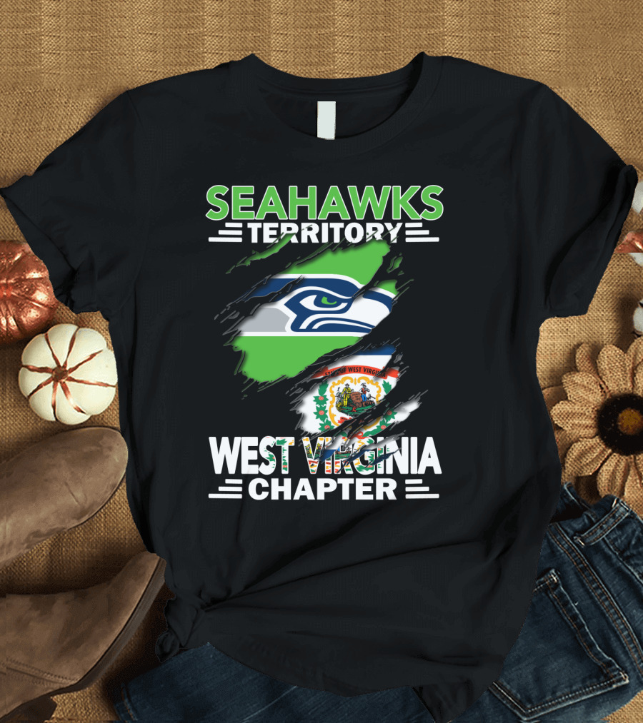 Seahawks Territory West Virginia Chapter with Seahawks Logo and West Virginia State Flag Elements T-Shirt