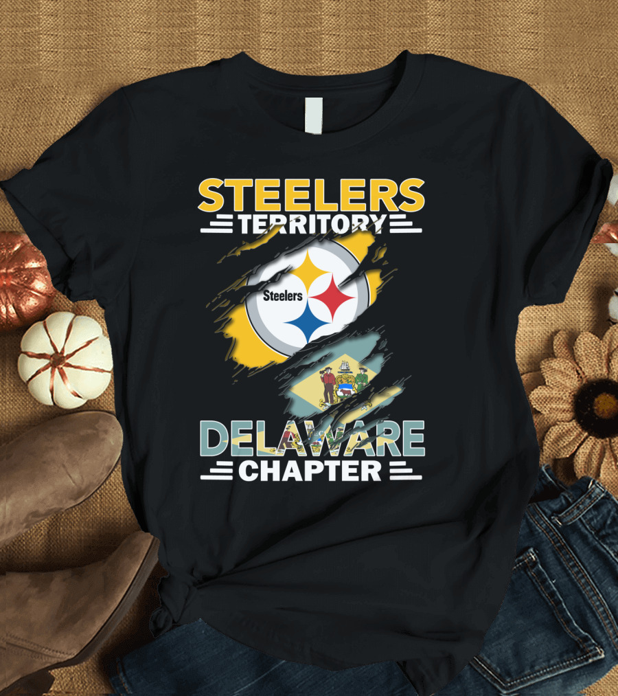 Steelers Territory Delaware Chapter Flag and Logo Integration T-Shirt