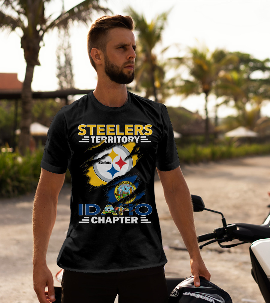 Steelers Territory Idaho Chapter Fan Logo With State Seal Integration T-Shirt