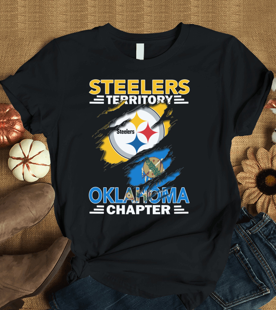 Steelers Territory Oklahoma Chapter Logo with State Flag T-Shirt