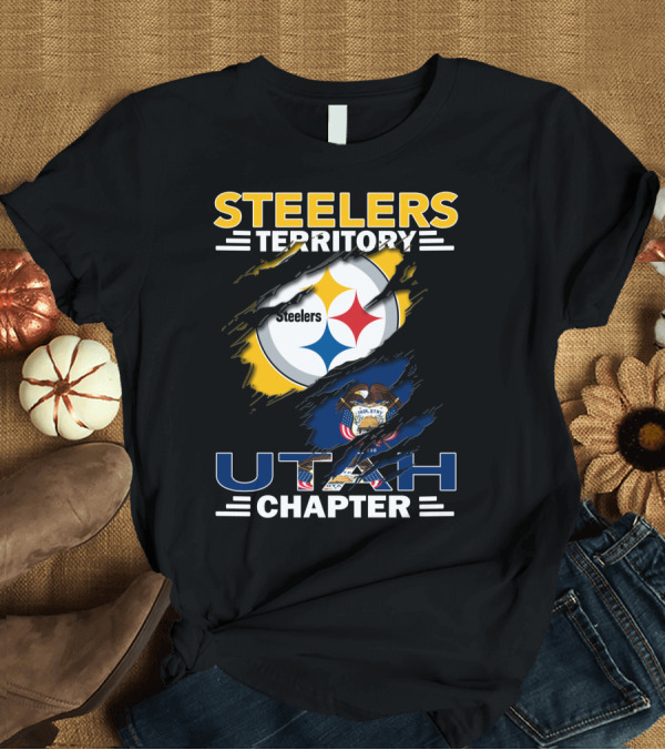 T-Shirt: Steelers Territory Utah Chapter Steelers and Utah Flag Emblem T-Shirt Steelers Territory Utah Chapter Steelers and Utah Flag Emblem T-Shirt