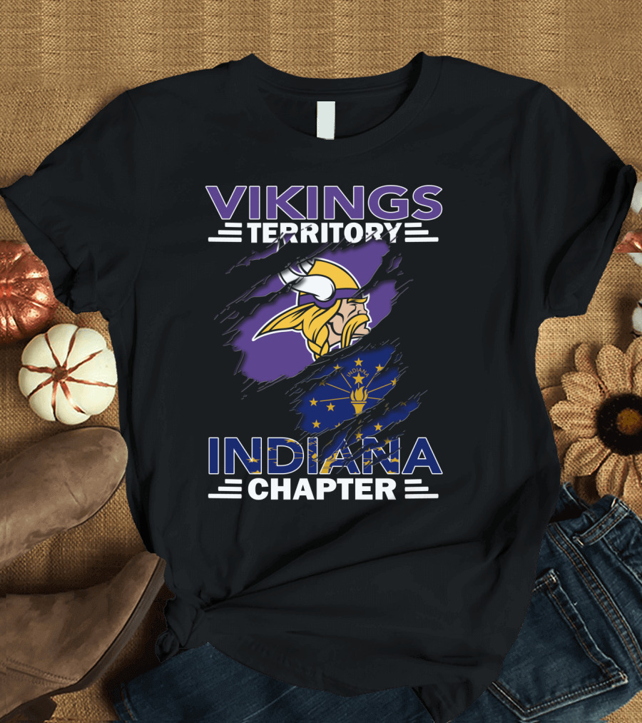 Vikings Territory Indiana Chapter Viking Helmet Indiana Flag T-Shirt