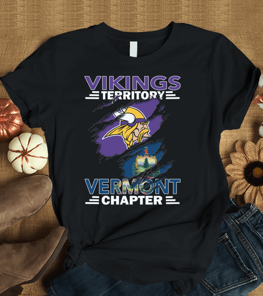 Vikings Territory Vermont Chapter Flag Slash T-Shirt