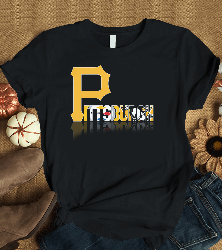 Pittsburgh Steelers Penguins Logos Reflected Contrasts T-Shirt