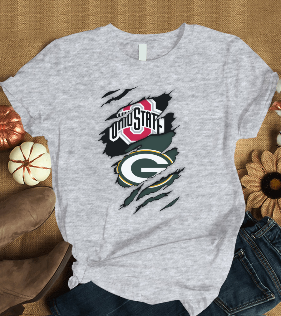 Ohio State Buckeyes Green Bay Packers Claw Rip T-Shirt