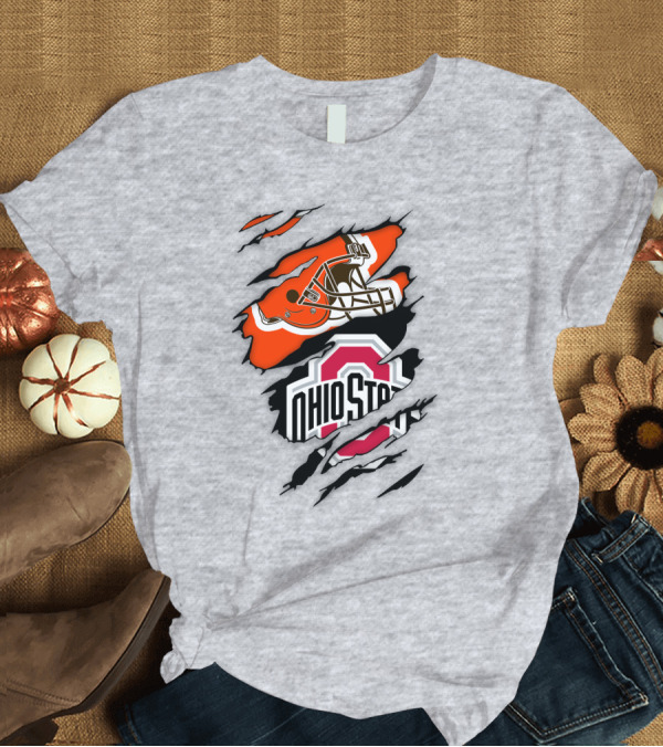 T-Shirt: Ohio State Buckeyes Cleveland Browns Helmet Fusion T-Shirt Ohio State Buckeyes Cleveland Browns Helmet Fusion T-Shirt