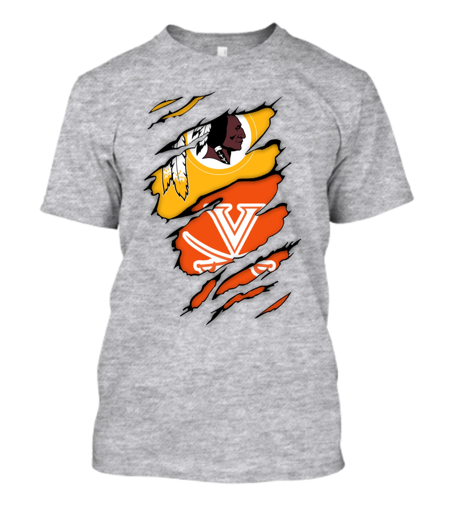 Virginia Cavaliers And Washington Redskins Torn T-Shirt