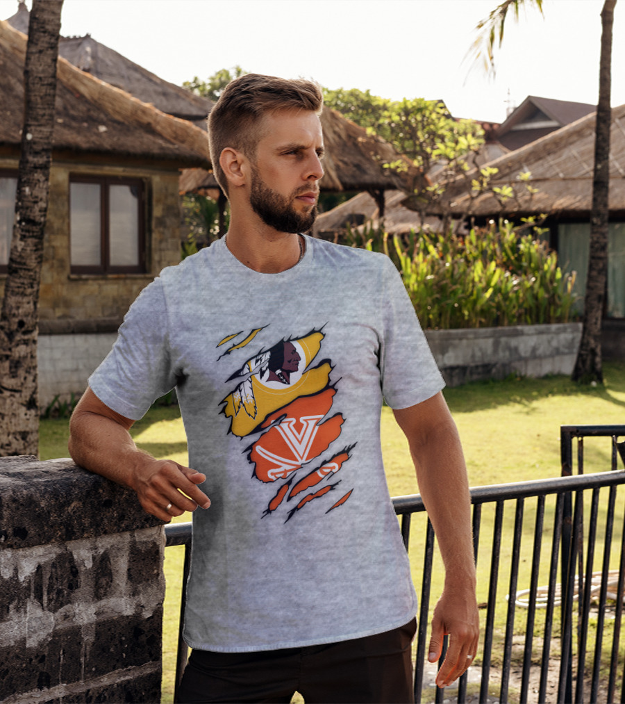 Virginia Cavaliers And Washington Redskins Torn T-Shirt