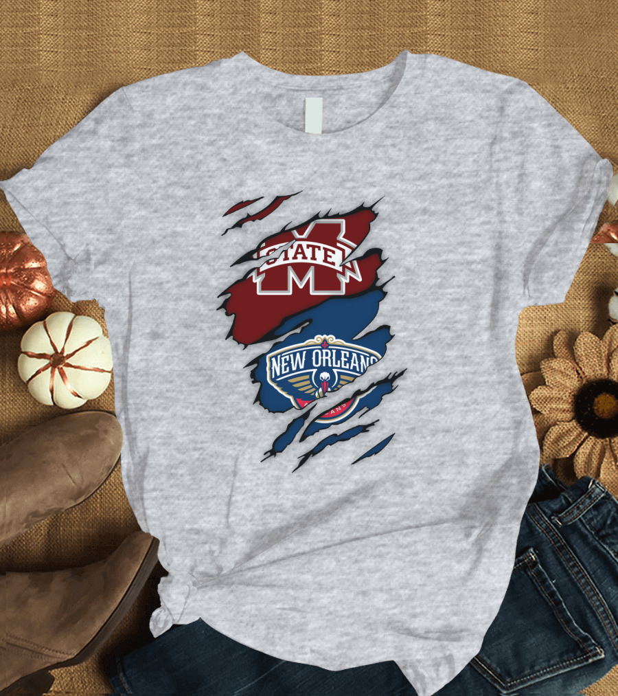 New Orleans Pelicans MS State Logo Crossover T-Shirt