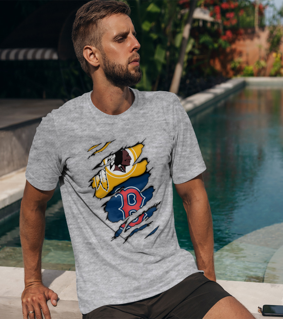 Boston Red Sox Washington Redskins Logos Collage T-Shirt
