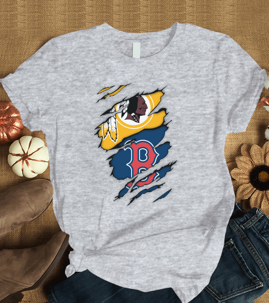 Boston Red Sox Washington Redskins Logos Collage T-Shirt