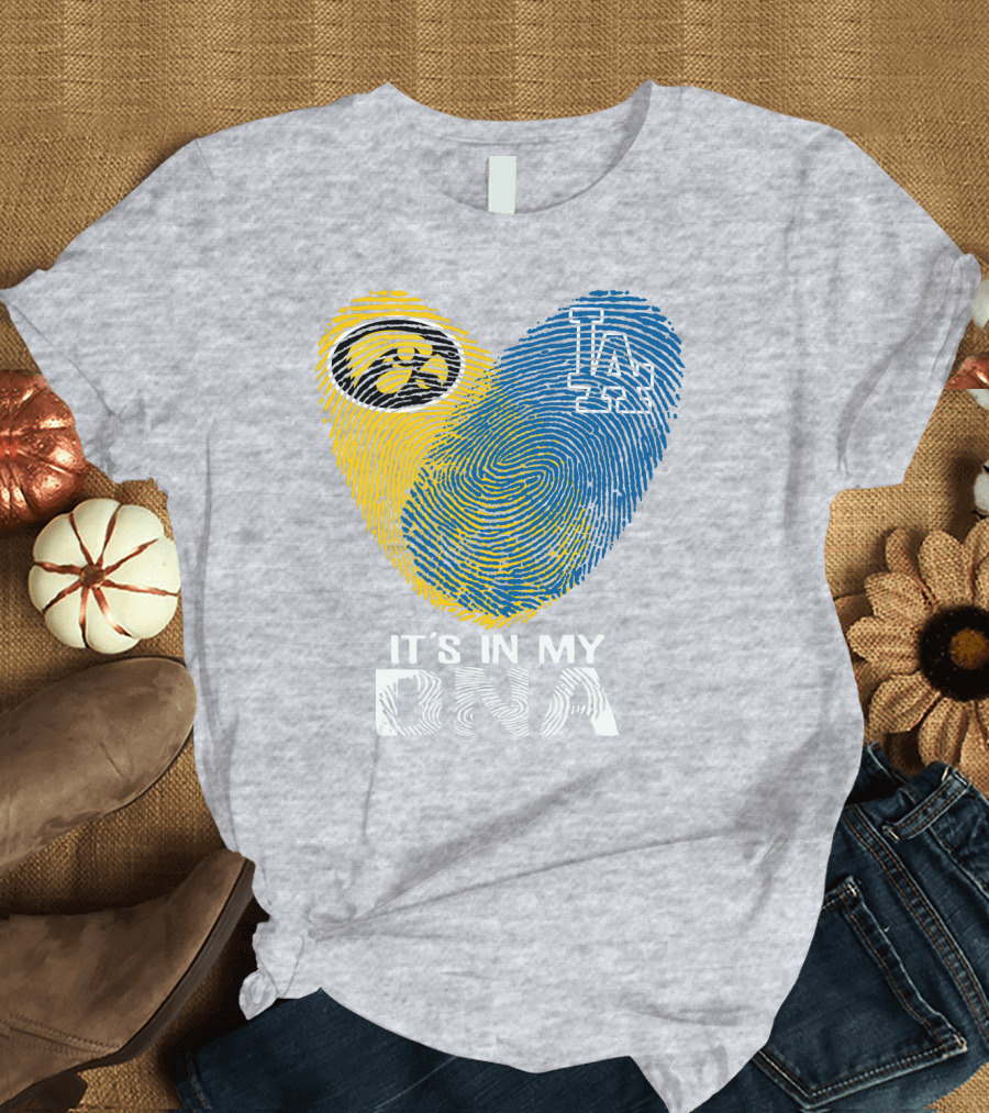 It's in My DNA Los Angeles Dodgers Iowa Hawkeye Fingerprint T-Shirt