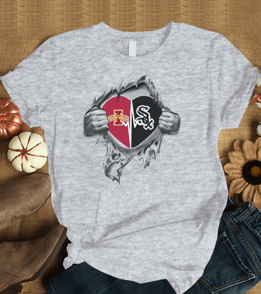 Iowa State Heart Chicago White Sox Torn Chest T-Shirt