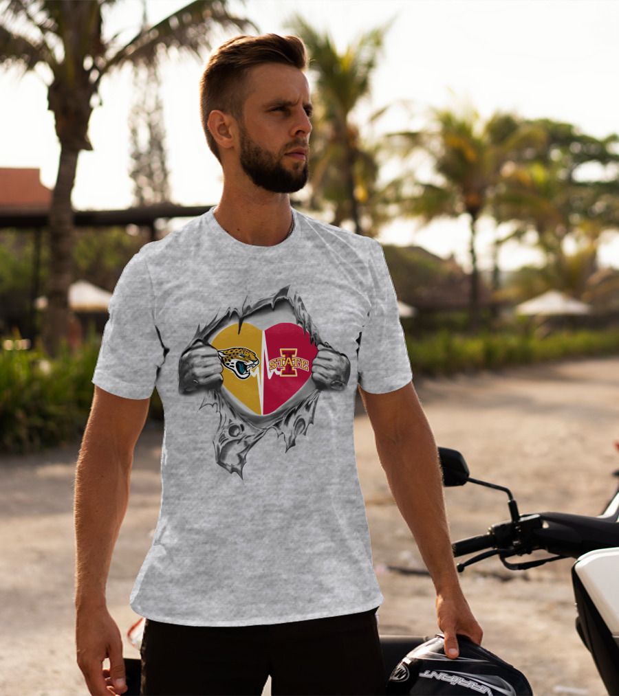 Iowa State Cyclones Jacksonville Jaguars Heart T-Shirt