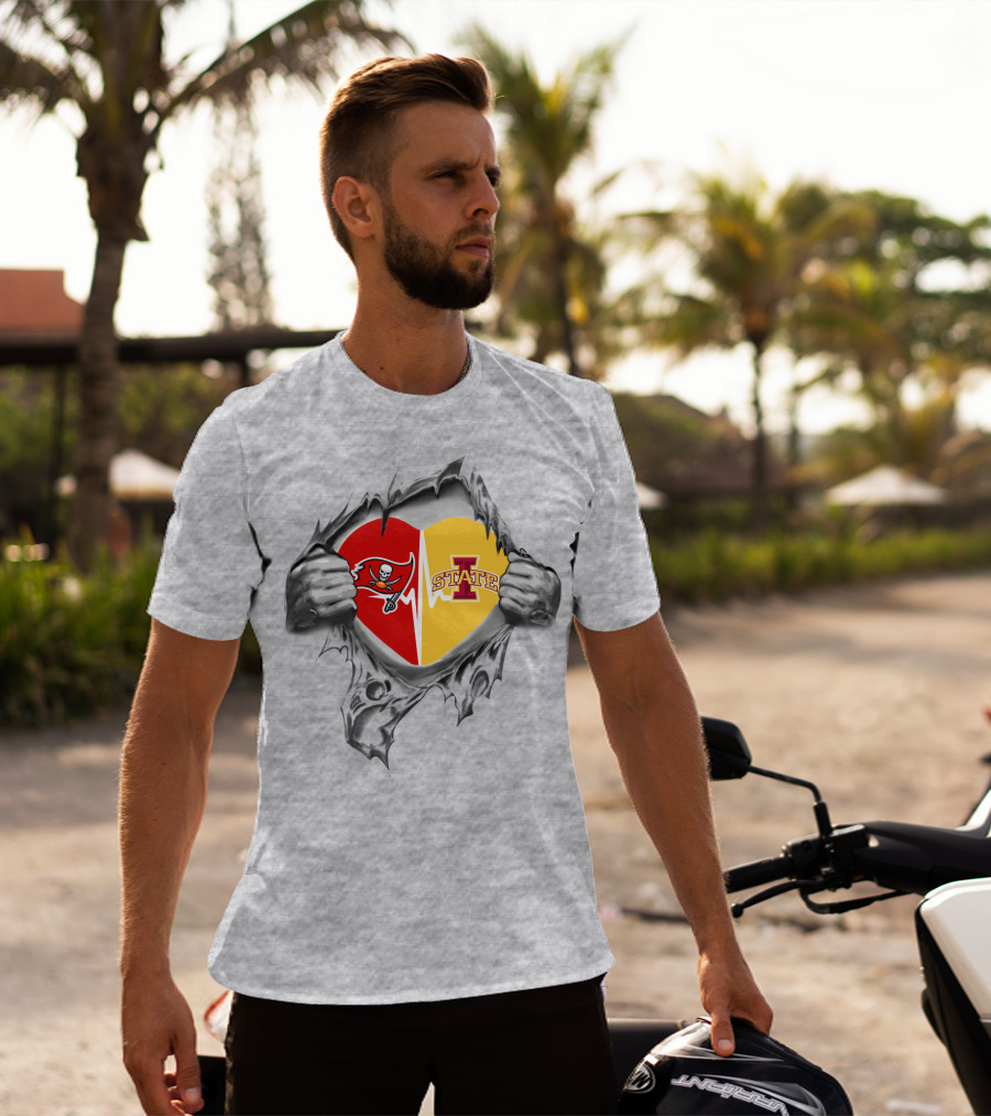 Iowa State Tampa Bay Buccaneers Heart Torn T-Shirt