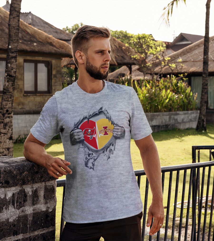 Iowa State Tampa Bay Buccaneers Heart Torn T-Shirt