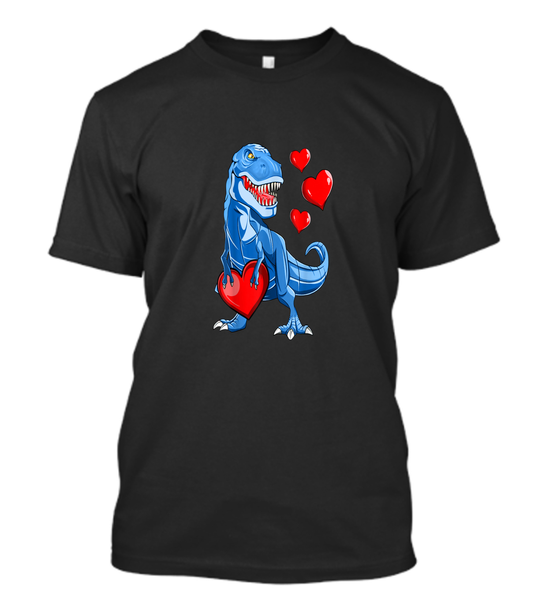 Valentine Blue Dinosaur With Hearts T-Shirt