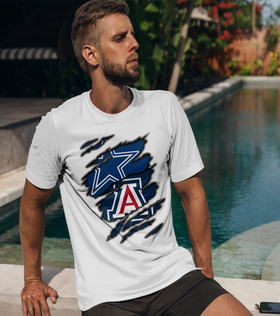 Dallas Cowboys Arizona Wildcats Torn Ripped Claw T-Shirt