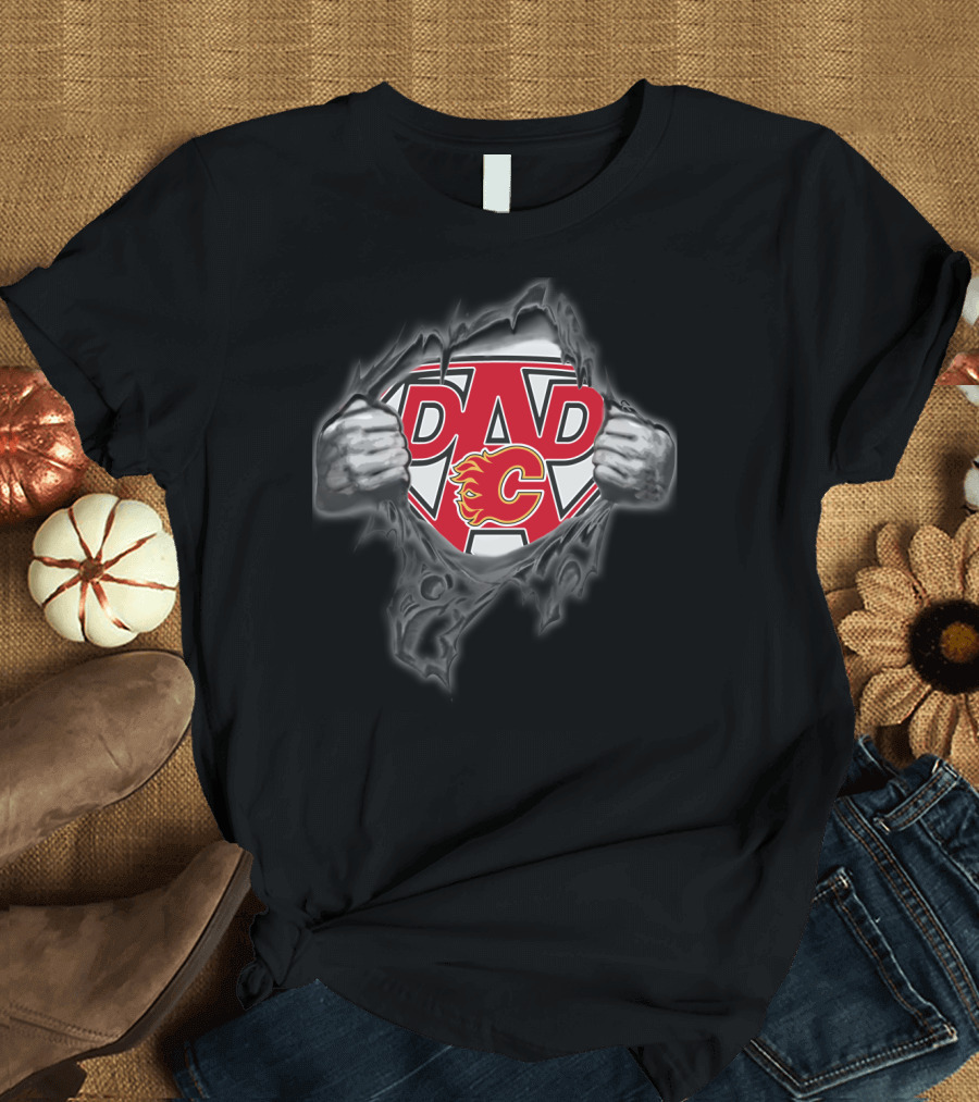 Calgary Flames Super Dad Logo Hero T-Shirt