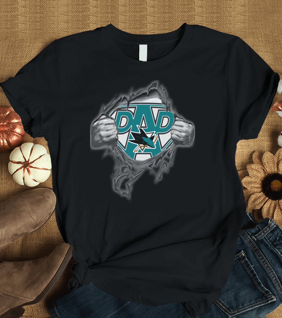 Jose Sharks Super Dad Logo DAD T-Shirt