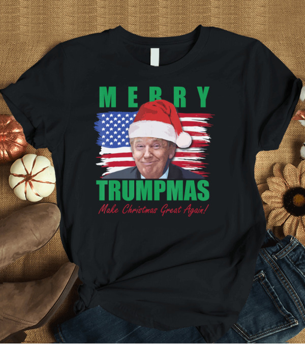 T-Shirt: Merry Trumpmas Make Christmas Great Again USA Flag T-Shirt Merry Trumpmas Make Christmas Great Again USA Flag T-Shirt