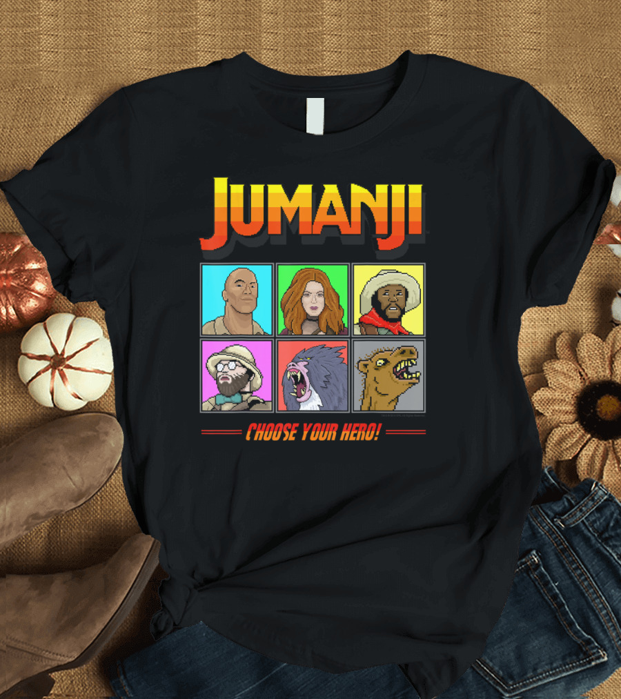 Jumanji The Next Level Choose Your Hero Pixel Characters Selection T-Shirt