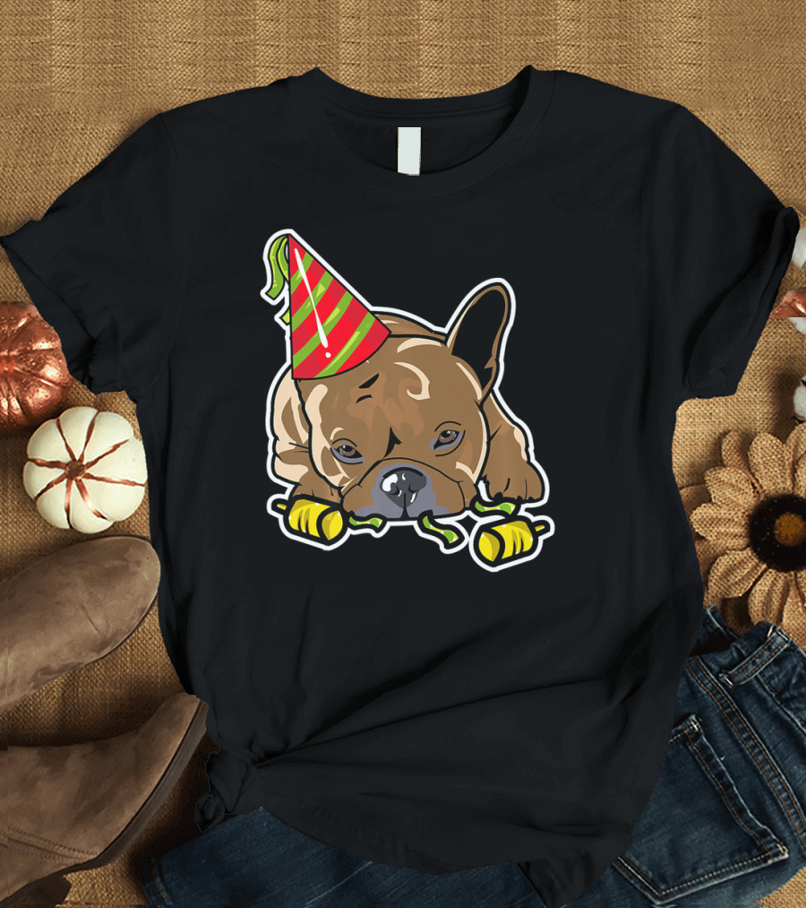 Eve French Bulldog Frenchie Happy New Year Party Hat T-Shirt