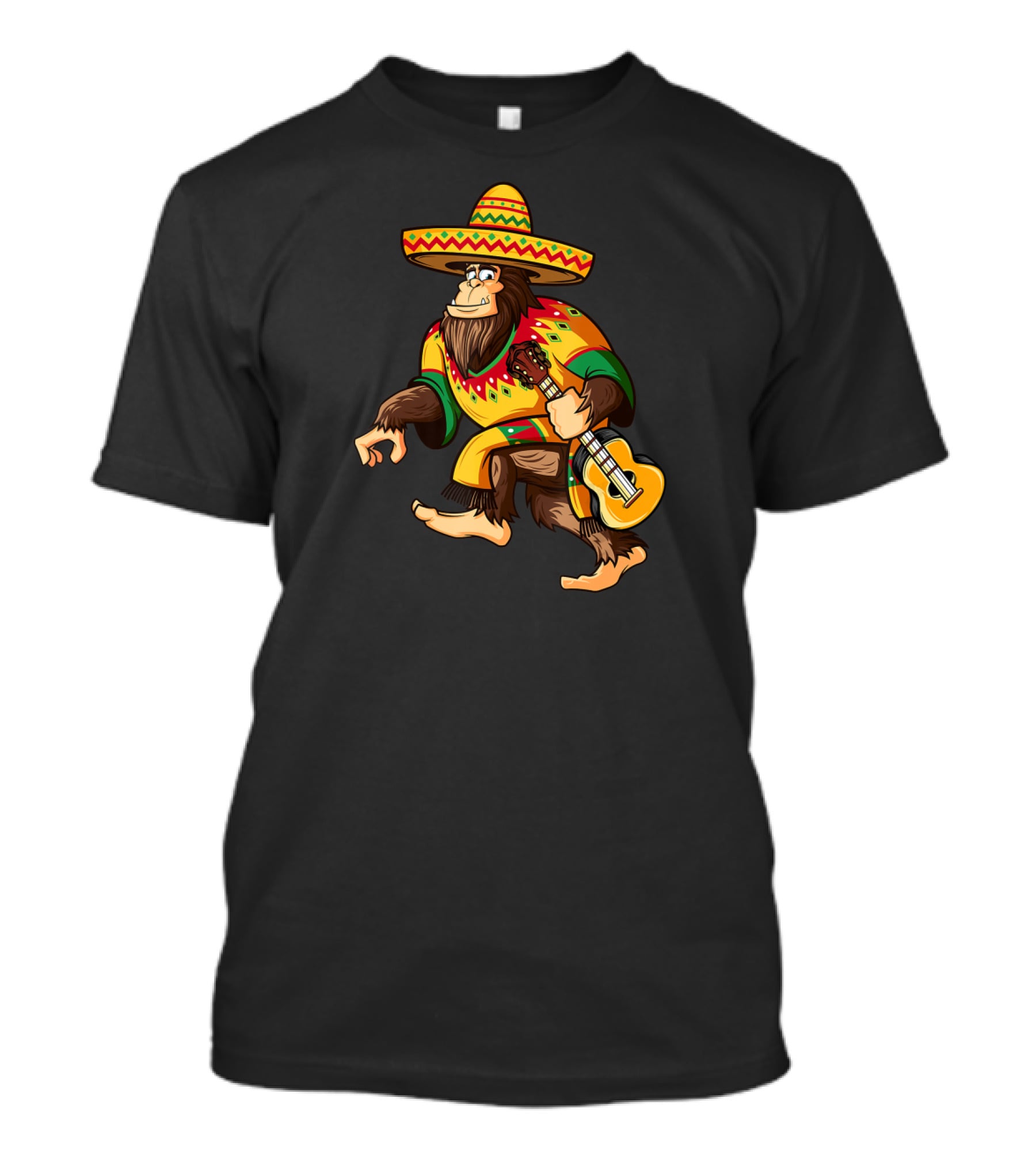Bigfoot El De Mayo Mexican Sombrero Guitar Poncho Fiesta T-Shirt