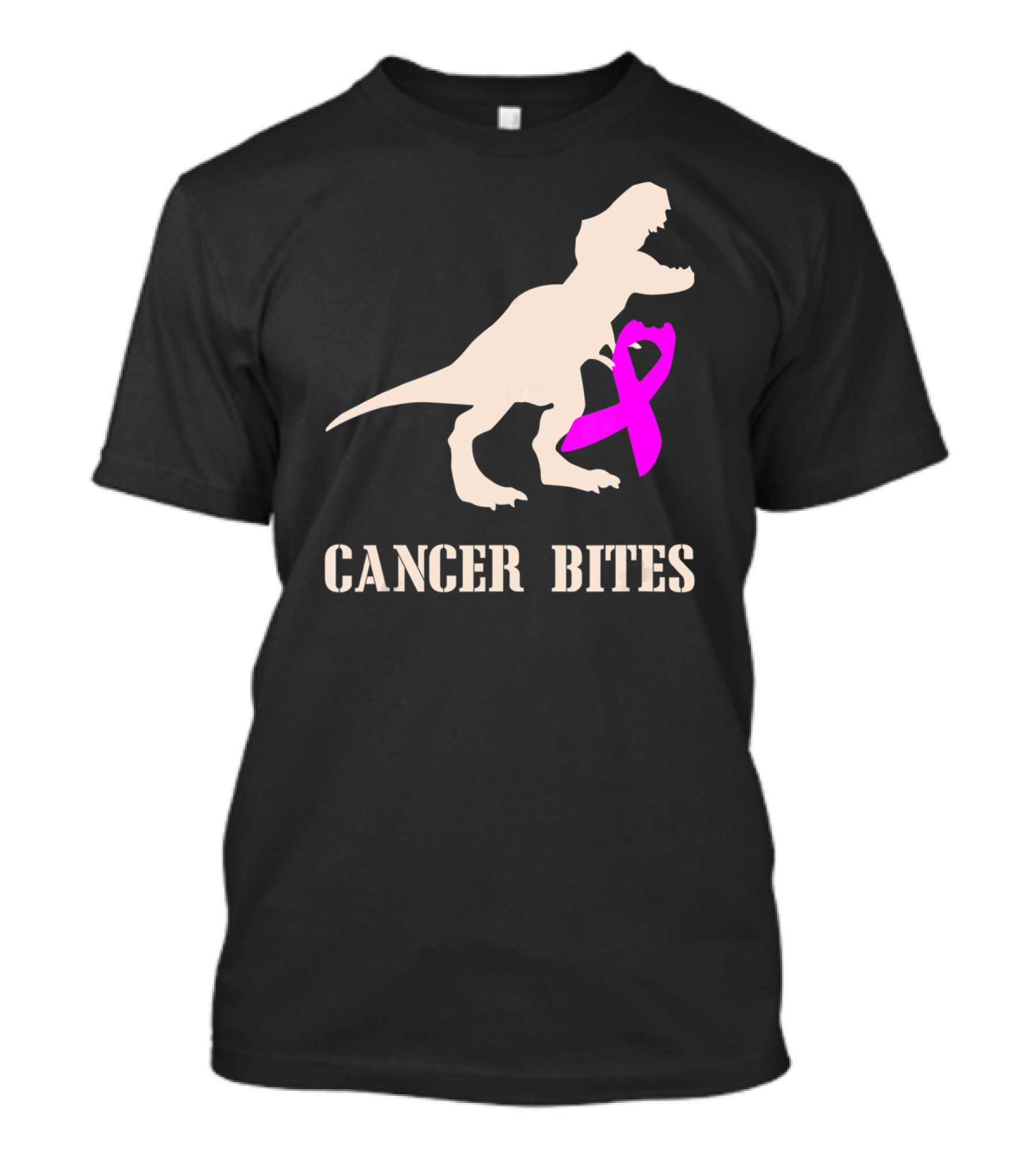 Cancer Bites Breast Cancer Dinosaur Pink T-Shirt