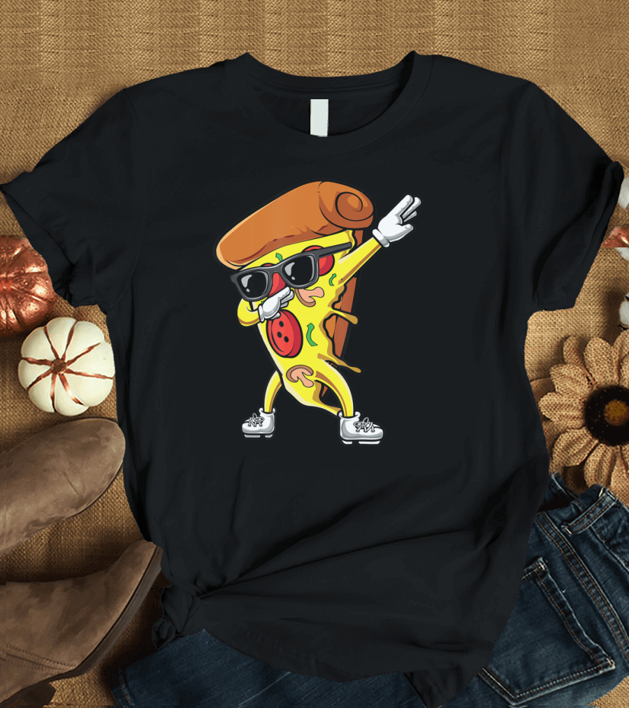 Dabbing Pizza Slice with Sunglasses and Sneakers Italian Food T-Shirt