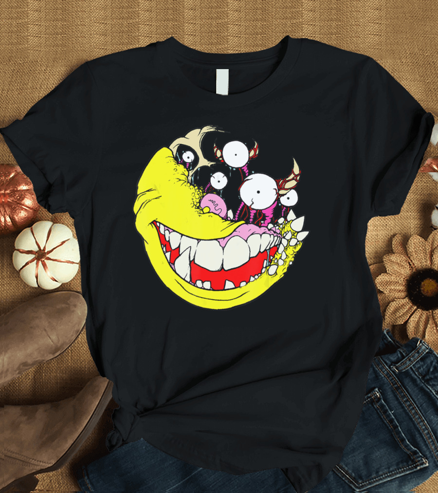 Wouldn't Hurt You to Smile Monster Face with Teeth and Eyes T-Shirt