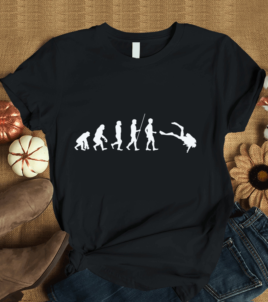 Evolution of Man to Funny Scuba Diver T-Shirt
