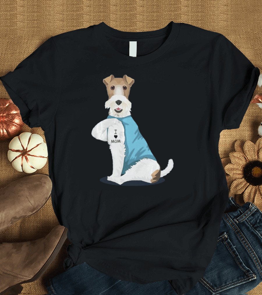 Fox Terrier I Love Mom Tattoo T-Shirt