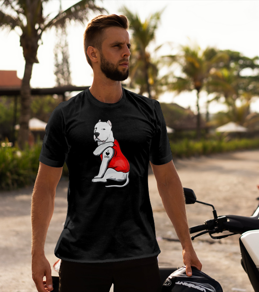 I Love Dad Dogo Argentino Father Dog In Red T-Shirt