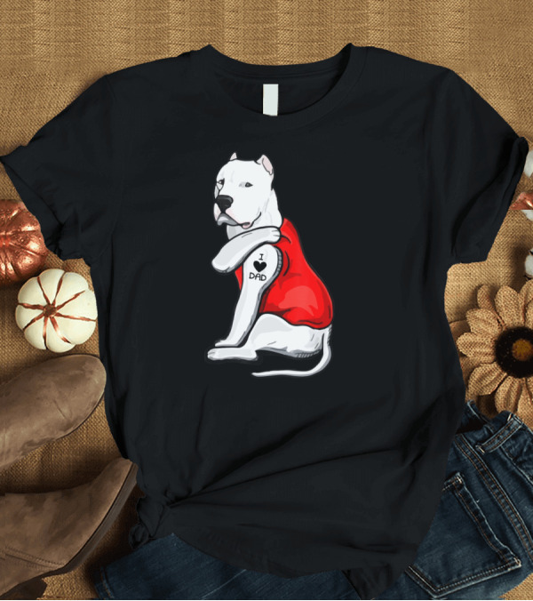 T-Shirt: I Love Dad Dogo Argentino Father Dog in Red T-Shirt I Love Dad Dogo Argentino Father Dog in Red T-Shirt