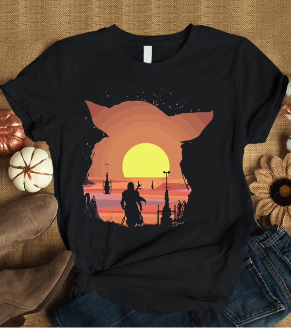 T-Shirt: On My Way Silhouette in Baby Yoda Sunset T-Shirt On My Way Silhouette in Baby Yoda Sunset T-Shirt