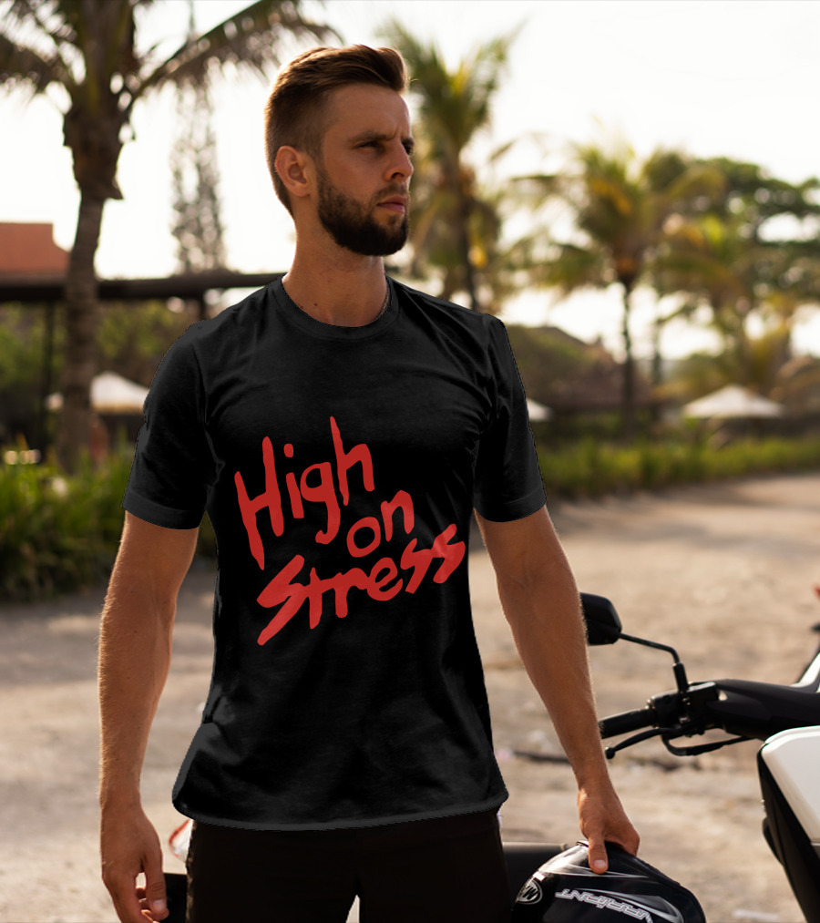High On Stress Red Handwriting T-Shirt