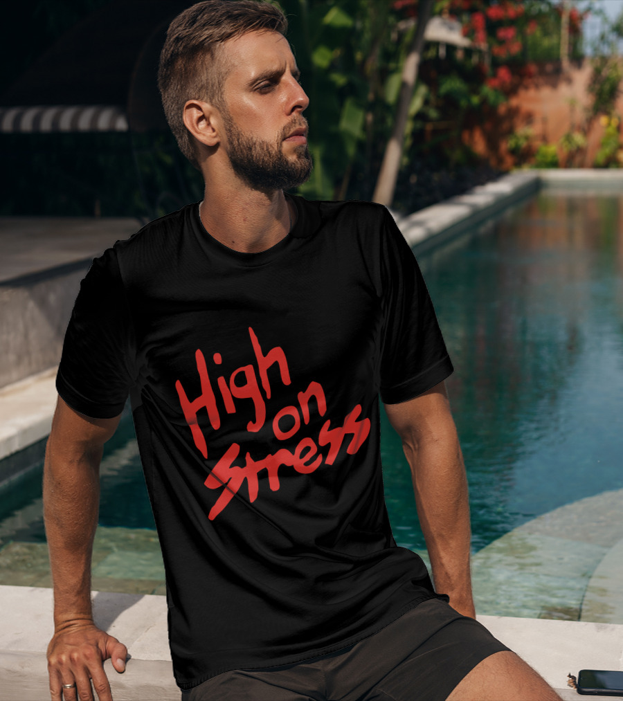 High On Stress Red Handwriting T-Shirt