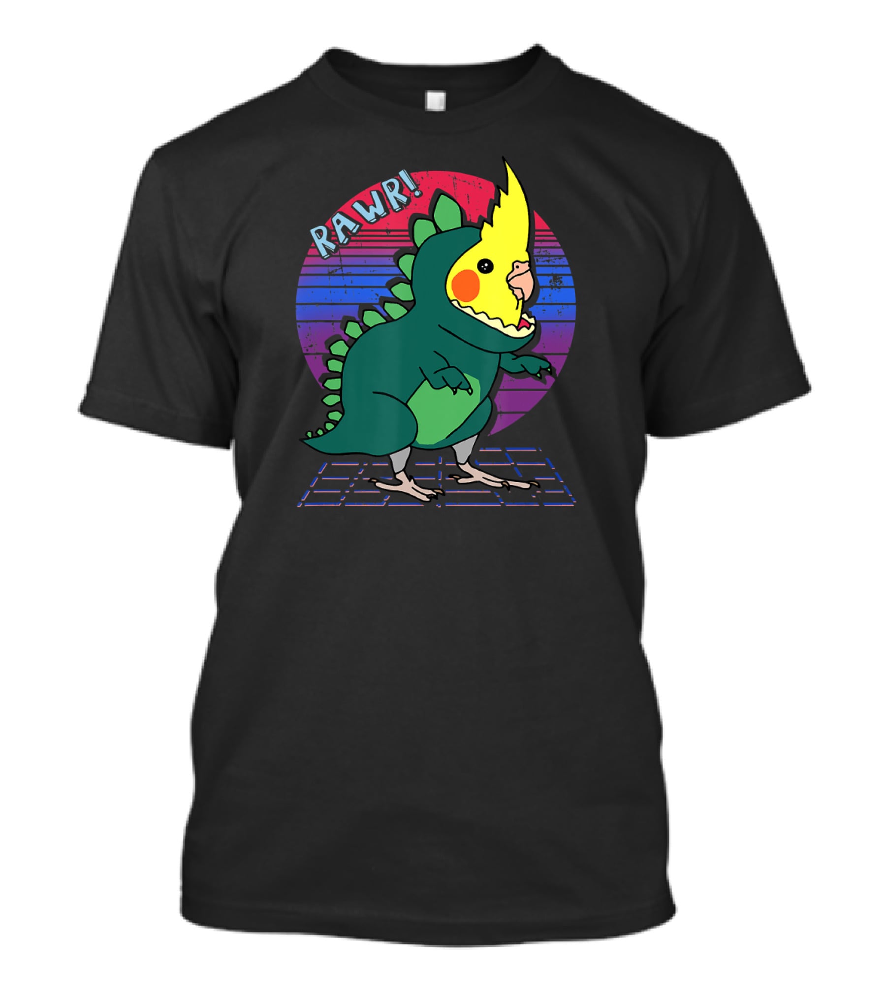 RAWR Funny Vaporwave Cockatiel Dinosaur T-Shirt